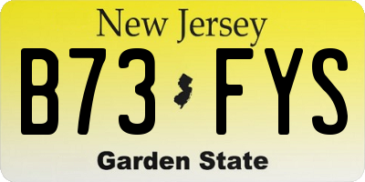 NJ license plate B73FYS