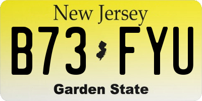 NJ license plate B73FYU