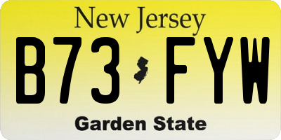 NJ license plate B73FYW