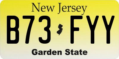 NJ license plate B73FYY