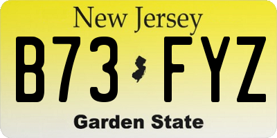 NJ license plate B73FYZ