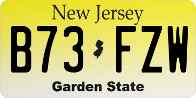 NJ license plate B73FZW