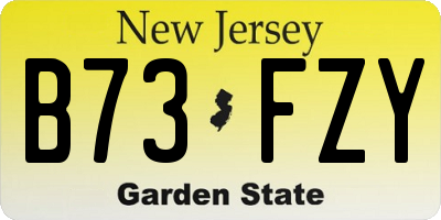 NJ license plate B73FZY