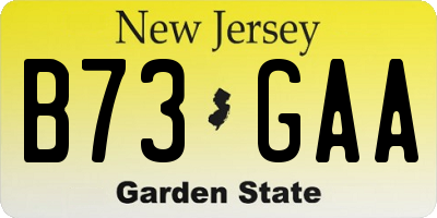 NJ license plate B73GAA
