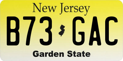 NJ license plate B73GAC