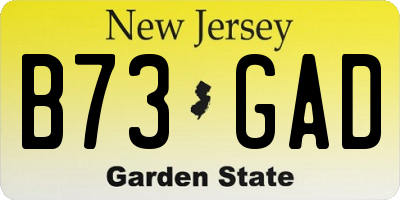 NJ license plate B73GAD