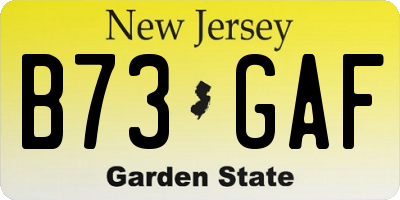 NJ license plate B73GAF