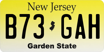 NJ license plate B73GAH