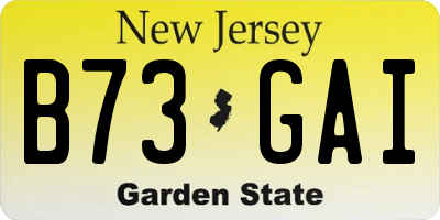 NJ license plate B73GAI