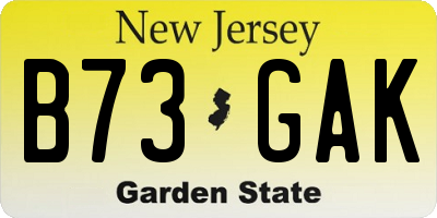 NJ license plate B73GAK