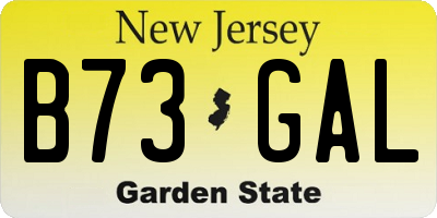 NJ license plate B73GAL