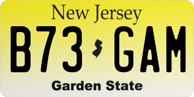 NJ license plate B73GAM