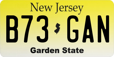 NJ license plate B73GAN