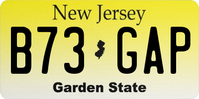 NJ license plate B73GAP