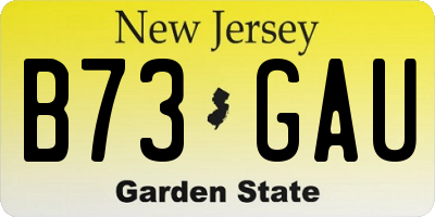 NJ license plate B73GAU