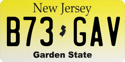 NJ license plate B73GAV