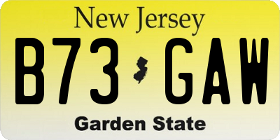 NJ license plate B73GAW