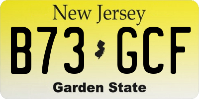 NJ license plate B73GCF