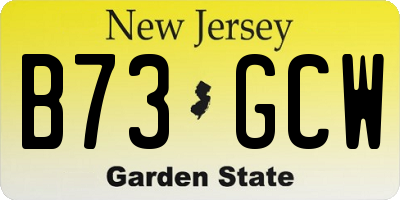 NJ license plate B73GCW
