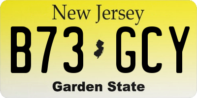NJ license plate B73GCY