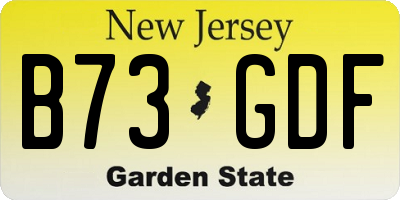 NJ license plate B73GDF