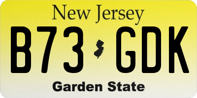 NJ license plate B73GDK