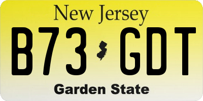 NJ license plate B73GDT