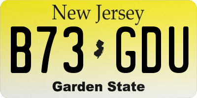 NJ license plate B73GDU