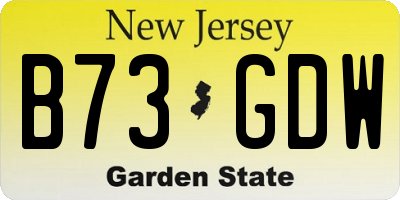 NJ license plate B73GDW