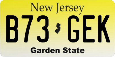 NJ license plate B73GEK