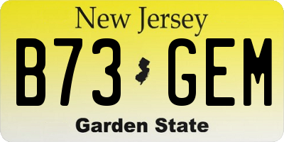 NJ license plate B73GEM