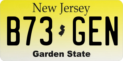 NJ license plate B73GEN