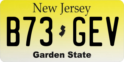 NJ license plate B73GEV