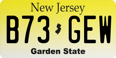 NJ license plate B73GEW