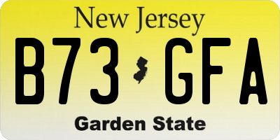 NJ license plate B73GFA