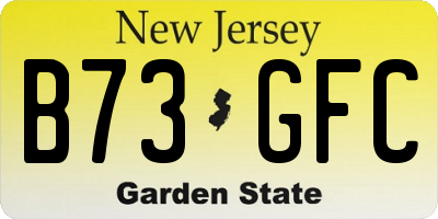 NJ license plate B73GFC