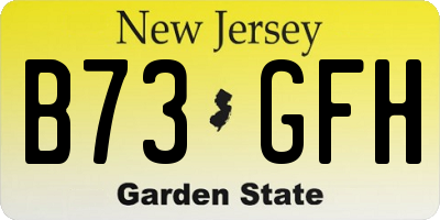 NJ license plate B73GFH