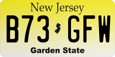 NJ license plate B73GFW