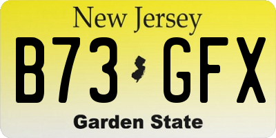NJ license plate B73GFX