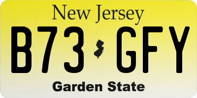 NJ license plate B73GFY