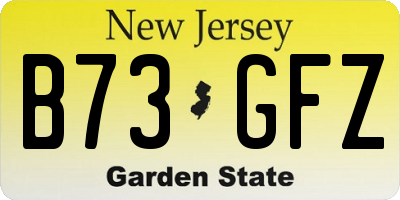 NJ license plate B73GFZ