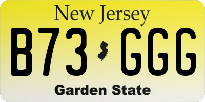 NJ license plate B73GGG