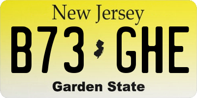 NJ license plate B73GHE