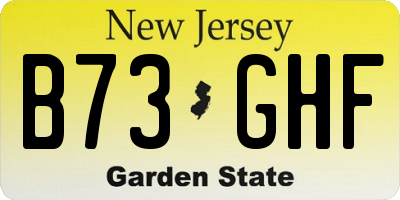NJ license plate B73GHF
