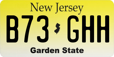 NJ license plate B73GHH