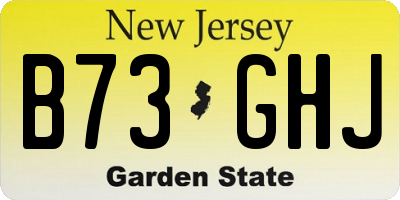 NJ license plate B73GHJ