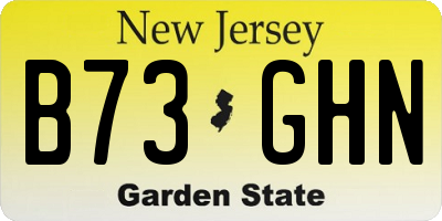 NJ license plate B73GHN