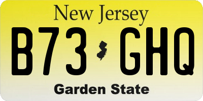 NJ license plate B73GHQ