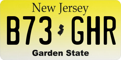 NJ license plate B73GHR