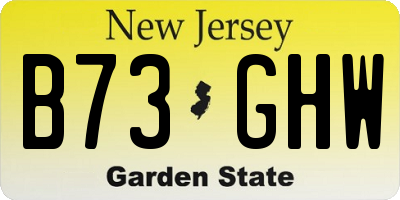 NJ license plate B73GHW
